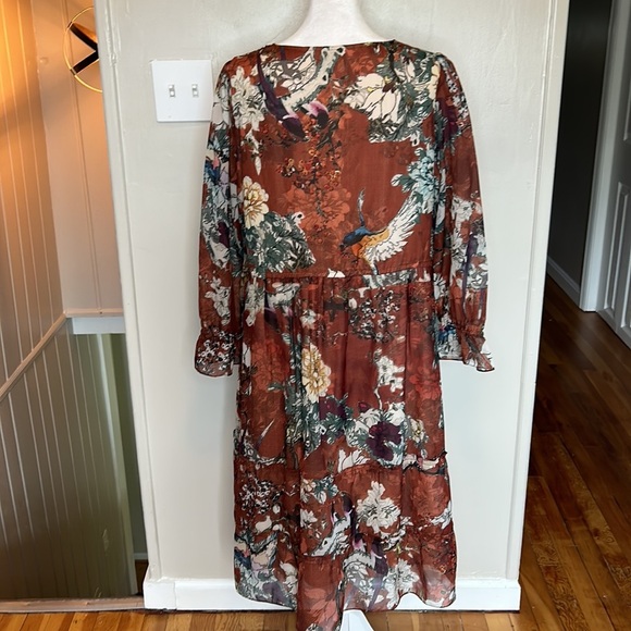 Anthropologie Hemant & Nandita Zeri Tiered Floral Ruffle Dress Size 10 - Picture 10 of 15